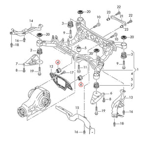 034Motorsport Billet Aluminum Rear Differential Carrier Mount Insert Kit, B8 Audi A4/S4/RS4, A5/S5/RS5, Q5/SQ5 & C7 Audi A6/S6/RS6, A7/S7/RS7